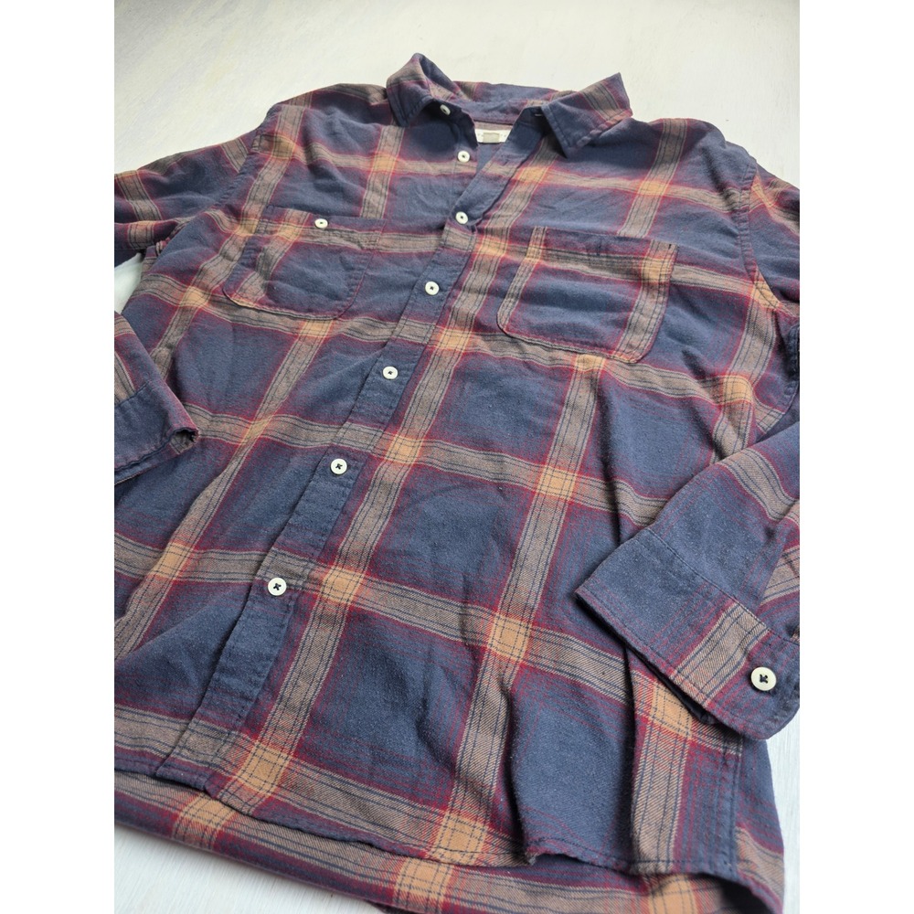 Aeropostale Mens Flannel Shirt Large Navy Blue Plaid Long Sleeve Grunge Western
